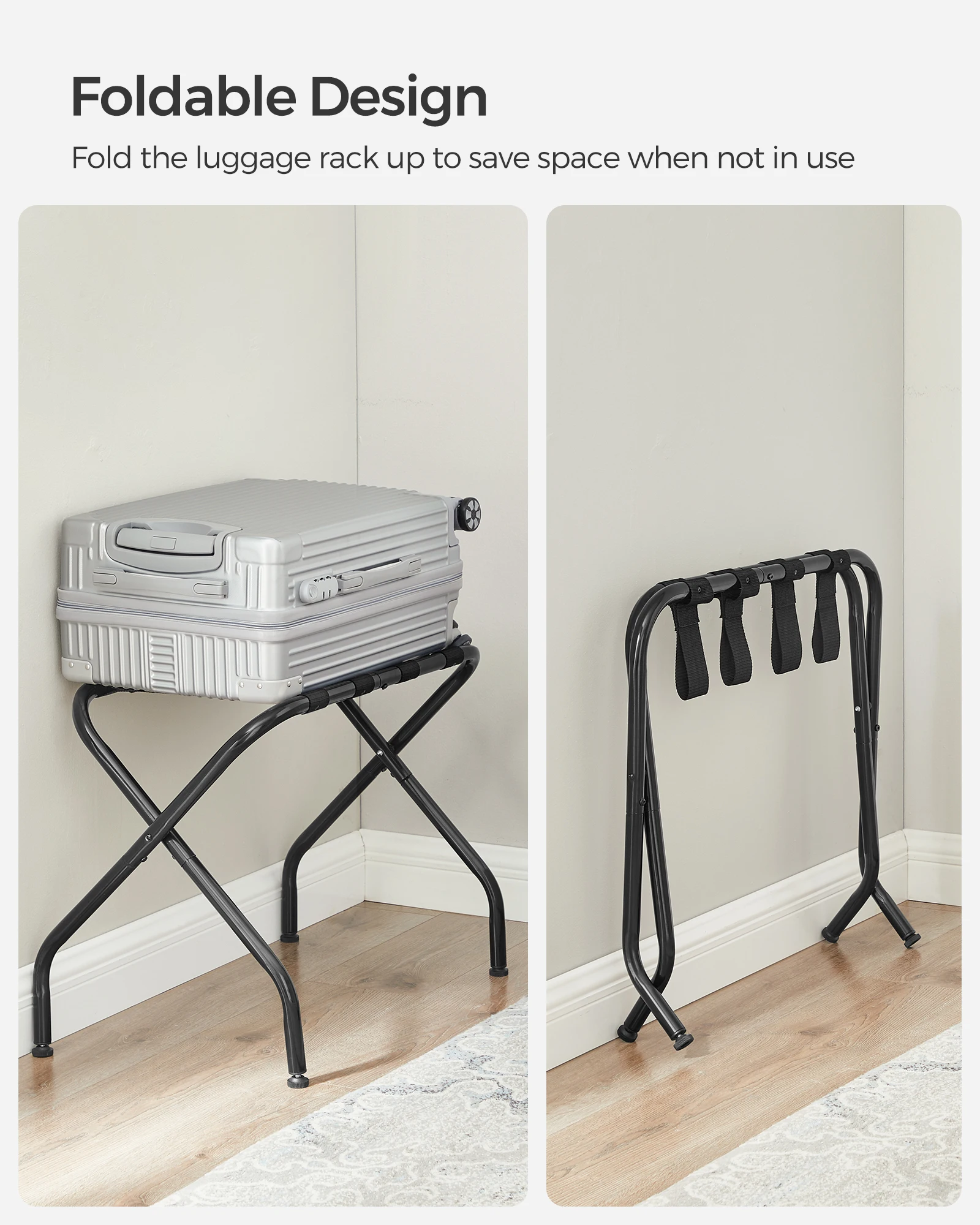 Songmics Metal Folding Luggage Rack Heavy Duty Suitcase Stand Hotel