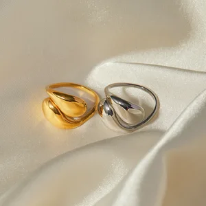 MW Women's 18K Gold-Plated Stainless Steel Fashion Snake-Shaped Double-Layer Design Ring  Classic and Simple Jewelry