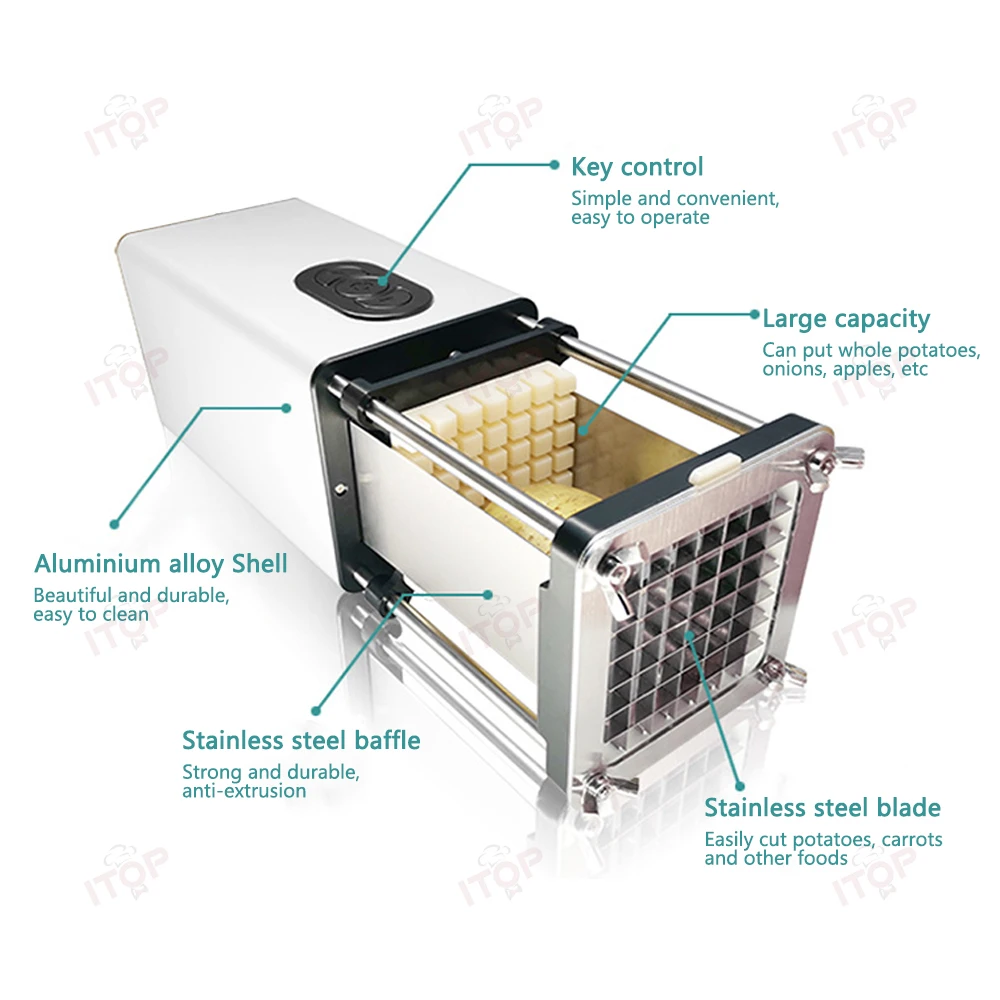 French Fry Cutter Multifunction Vegetable French Fry Cutter Stainless Steel Electric French Fry Cutter