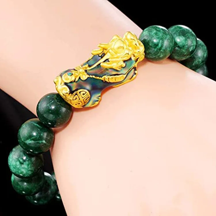  Weckan Feng Shui Agate Pixiu/Piyao Bracelet Chinese Ancient  Coins for Women Lucky Fortune Quartz Bracelet Talisman Prosperity Money  Luck 2022 New Luxury Vacation Jewelry,Green Agate