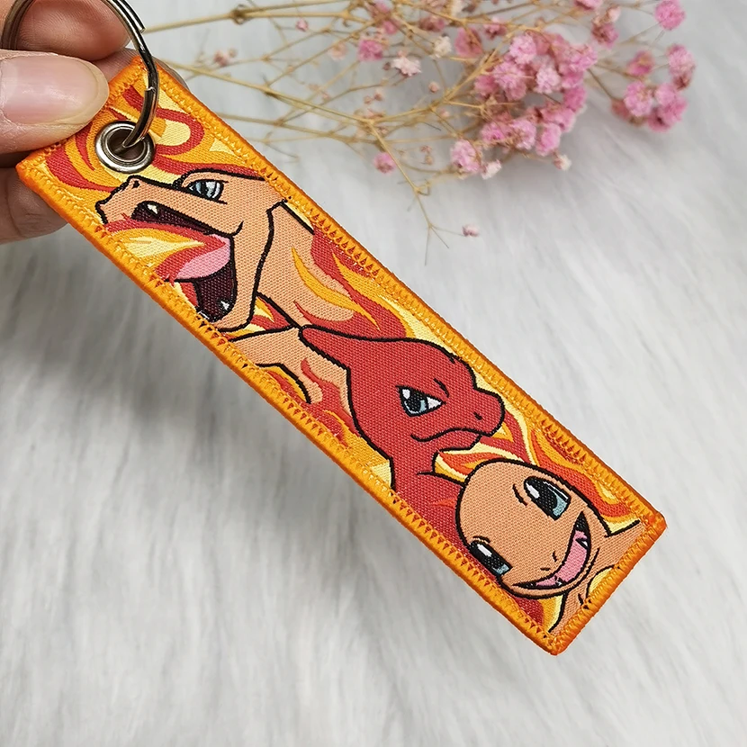 Embroidery Keychain Cheap Custom Logo Woven Embroidered Embroidery Patch Keychain Keyring Key Tag