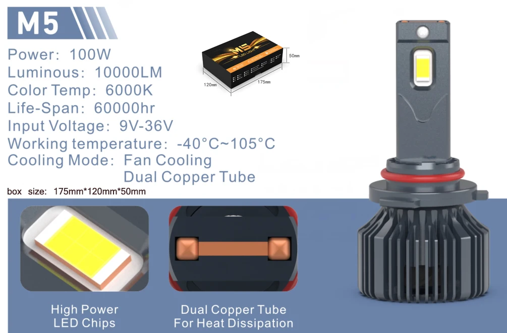 Auto Lighting Canbus Led Headlight Csp Cob 9005 9006 Hb3 H13 H7 H11 H4 High Low Beam M5 70w 150w High Power Led Headlight