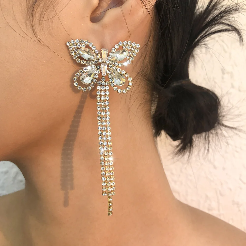 diamond butterfly earrings women's