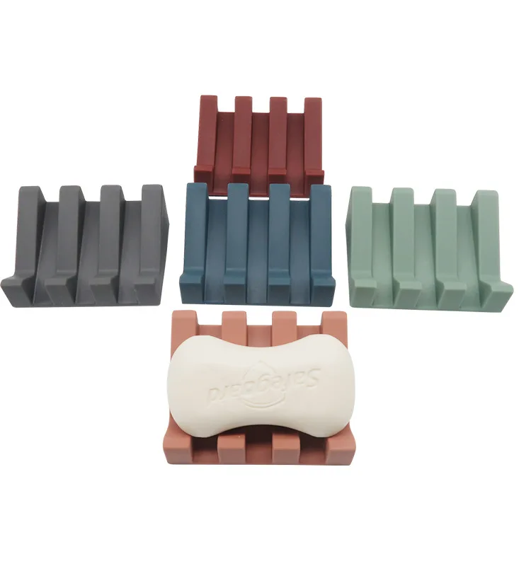 Creative silicone drainable soap rack Soap box holder Silicone soap box tilting drain rack supplier