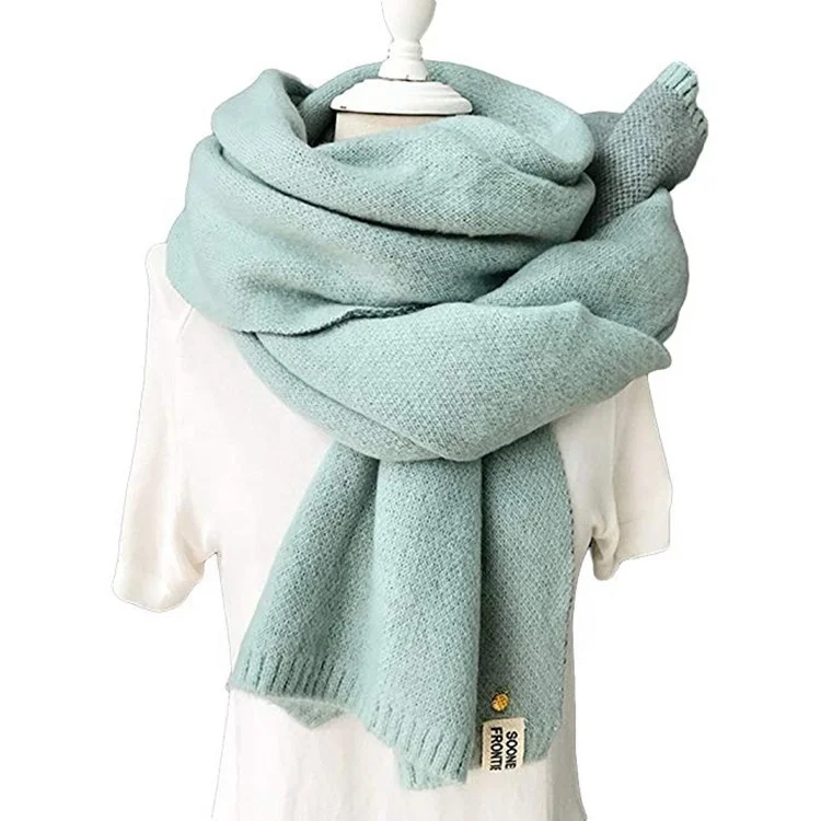 Женский однотонный кашемировый шарф, зимний плотный теплый мягкий пашминовый шарф розового и черного цветов, Женский вязаный шерстяной длинный шарф, 2019