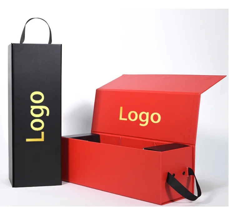 Luxury Paper Cardboard Single Wine Glass Magnetic Folding Wine Box ...