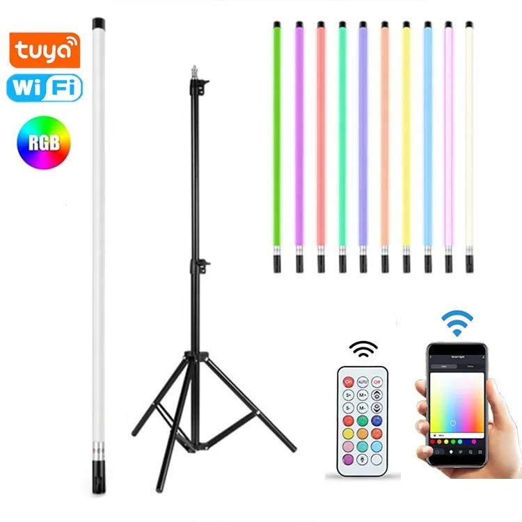 Smart Wifi Tuya App Alexa Rechargeable Battery T8 Rgb Led Tube Light Colorful Change Studio Video Light