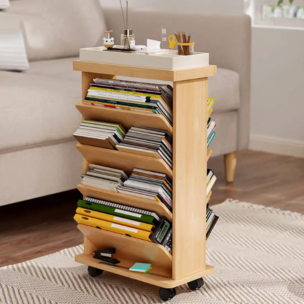 Large Capacity Multi-Layer Bookshelf Mobile Organizer with Book Rack Living Room Furniture for Small Spaces Table Next Table