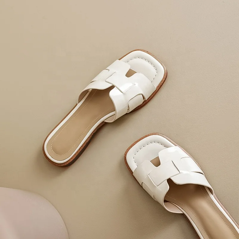 Shop Our Latest Fashionable Patent Leather Square Toe Slipper