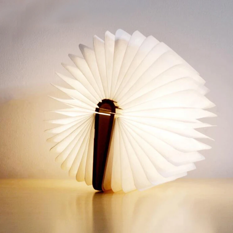 Red Walnut Rechargeable Foldable USB LED Magnetic Foldable Wooden Book Lamp