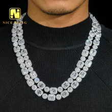 Ready Stocks Square Ice Cube Sugar Cuban Chain Luxury 18K Gold Plated Necklace Tennis Chain 12mm Cuban Link Hip Hop Rock 5A CZ