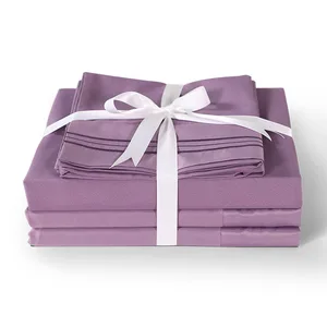 Wholesale Egyptian Cotton 1800 Thread Count Brushed Microfiber 4 Pcs Bed Sheet Sets Flat Sheets