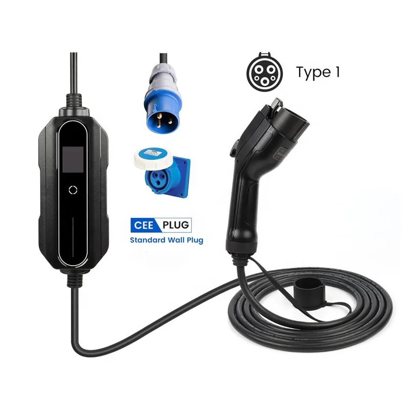 Portable Ev Charger Iec 62196 Type 2 Level 2 Ev Fast Charging 10 32a 7kw Electric Car Charger