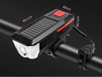 Fari LED Bicicletta Ricaricabili USB Con Pannello Solare E Clacson - Set Luce Anteriore - Foto 3