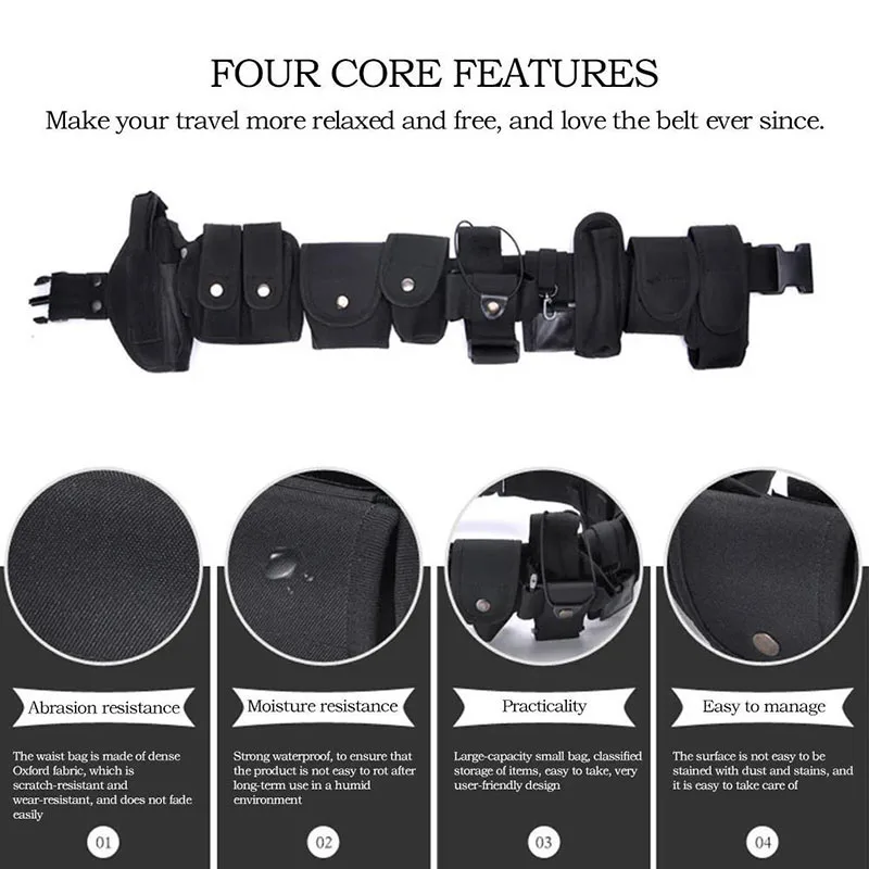 Detachable Tactical Belt Set Security Modular Equipment Multi-pockets Hip Pack for Hunting Multifunctional Tactical Nylon Belt