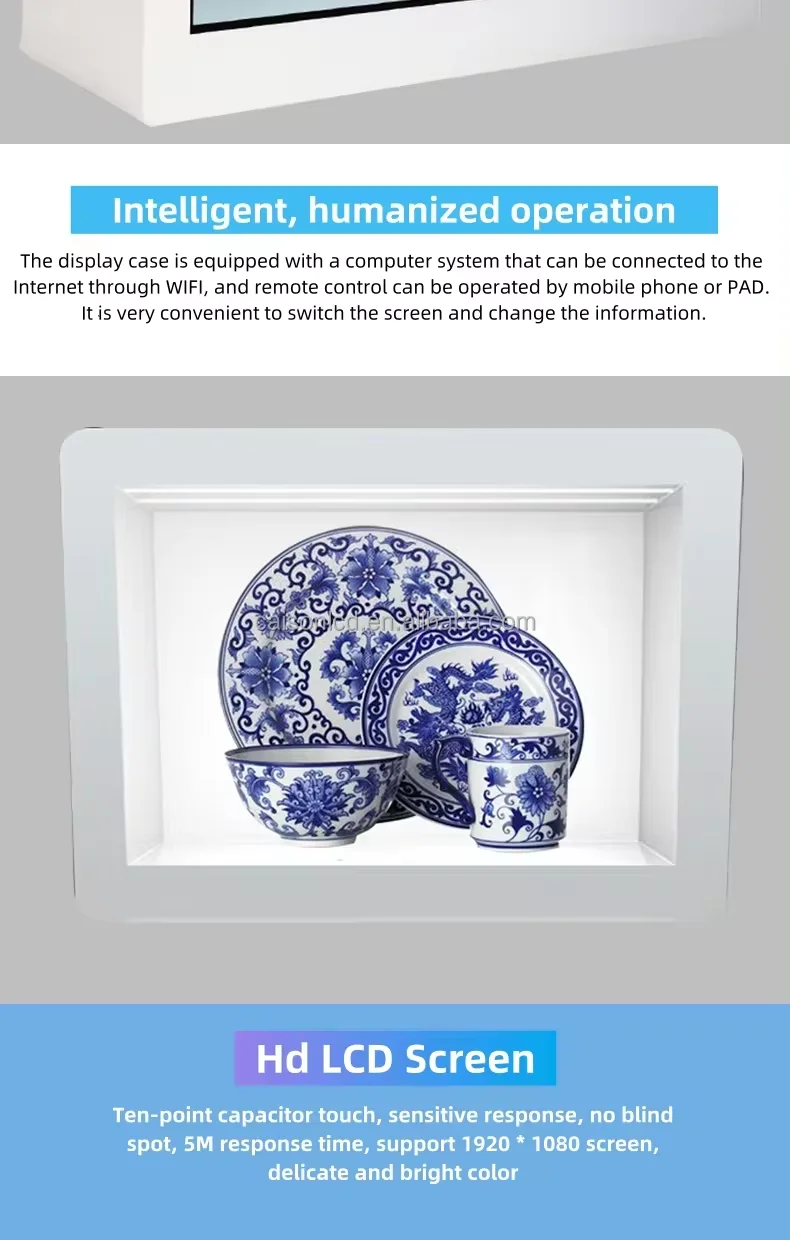 product 215 inch transparent lcd display cabinet 3d showcase advertising crystal display box monitor showcase-5