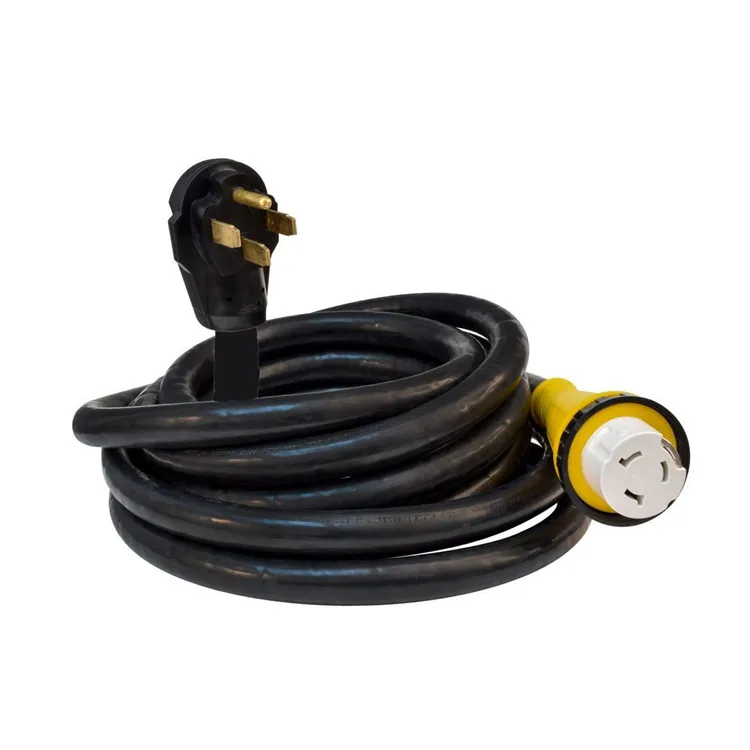 Cable de extensión de alimentación de tierra impermeable de 15 pies, 50 A, PVC Stw 6/4, lista ETL