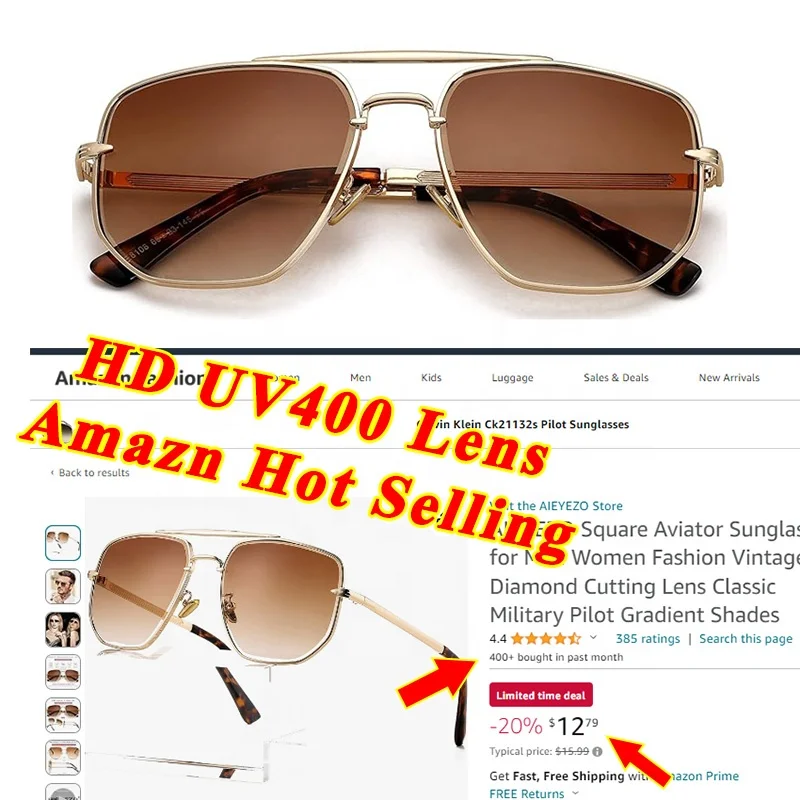 Latest fashion trending Women Mens Uv 400 Oversized Metal  display picture 1