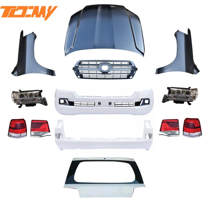 TDCMY Auto Body Sets, Front/rear Bumper Grille, Spoiler, Bumper Guard, Fog Lamp para sa Toyota Land Cruiser LC200 2012 Old to New 2016