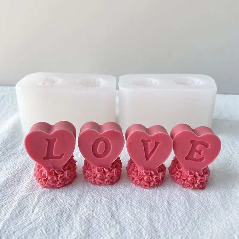 3D Love Rose Candle Silicone Mold DIY Heart Flowers Candle Making