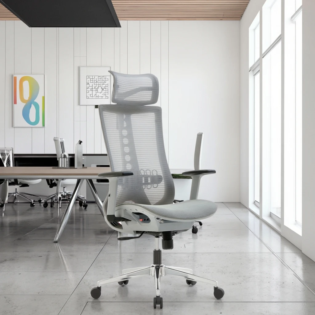 Premium PU Breathable Mesh Lift Chair Memory Foam Seat Lumbar Support Ergonomic Executive for Tower Style 2