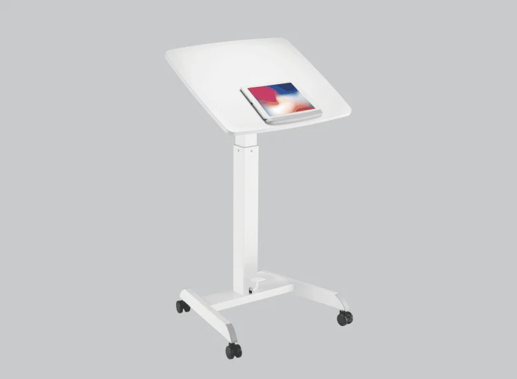 Height Adjustable Mobile Stand Up Desk Workstation With Foot Pedal And