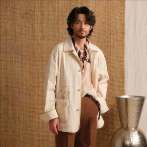 Unisex Unlined Lightweight Jacket French Original Pattern Pure Cotton Embroidered Lapel Jacket for Men