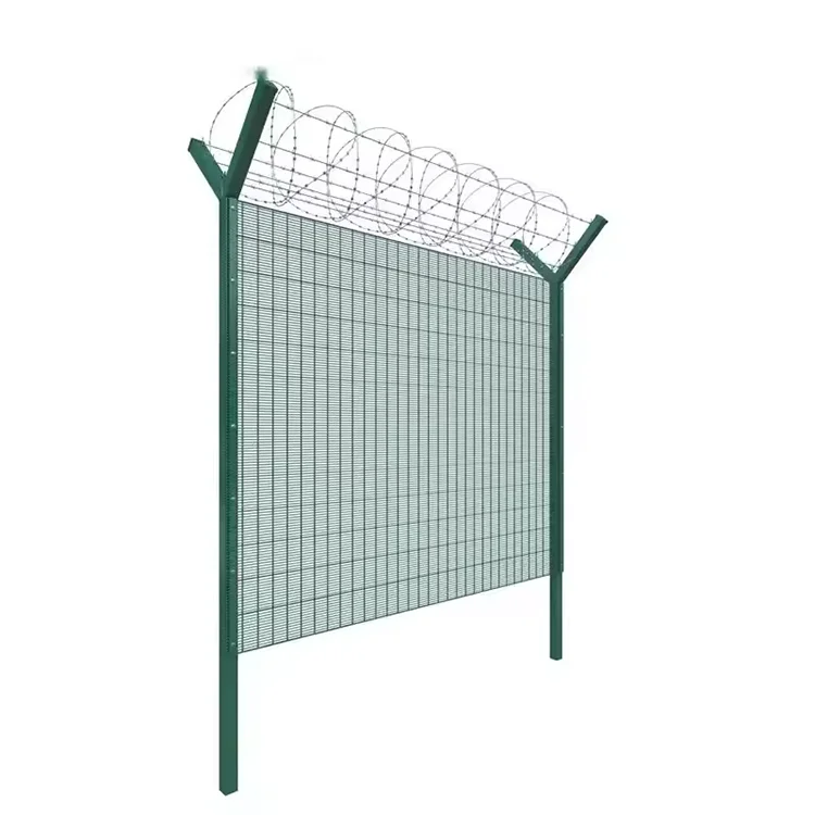 Y Post Airport Fence Concertina Razor Mesh Fence Panels Gate for Garden Airport Driveway Y Shape Fence with Razor Barbed Wire