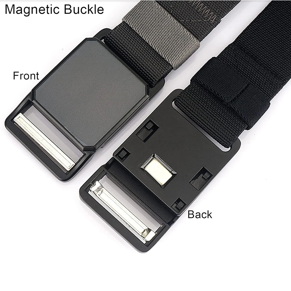 Wear-resistant Tactical Elastic Belts Men Quick Release Magnetic Buckle Stretch Webbing Heavy Duty Work Golf Belt