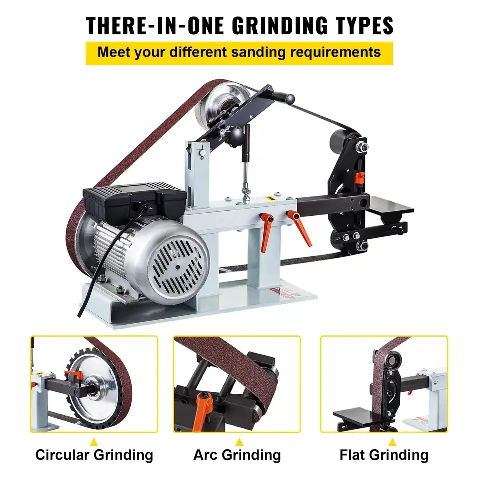 Constant Speed 2 X 82 Inch Belt Disc Sander Machine with 3 Grinding Wheel Bench Sander 12 Inch Wheel and Flat Platen Tool Rest