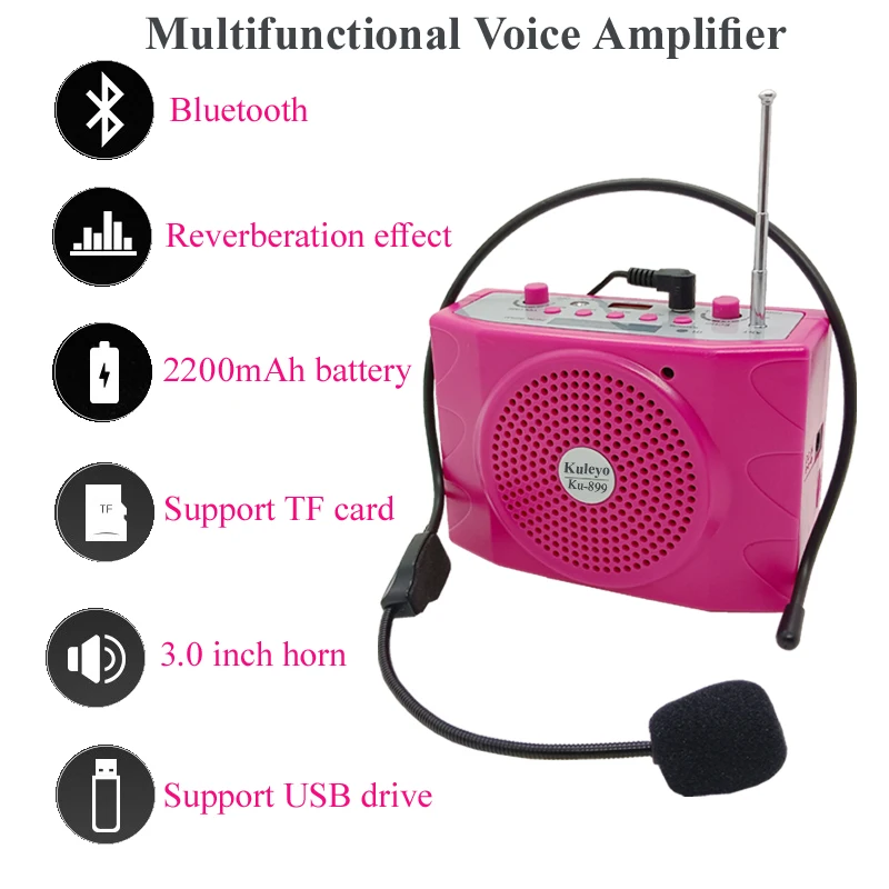 Amplificateur Vocal 25W Bluetooth - Micro Casque Sans Fil - 4000mAh - Pour Enseignants Ou Personnes Âgées