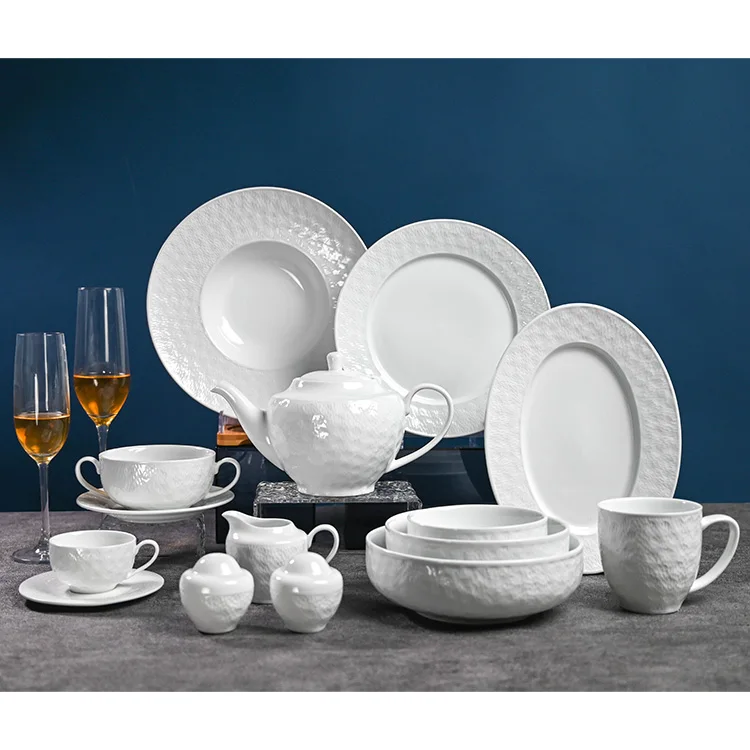 Pito Horeca Dishes & Plates Bowls Set Nordic Style White Ceramic Dinner ...