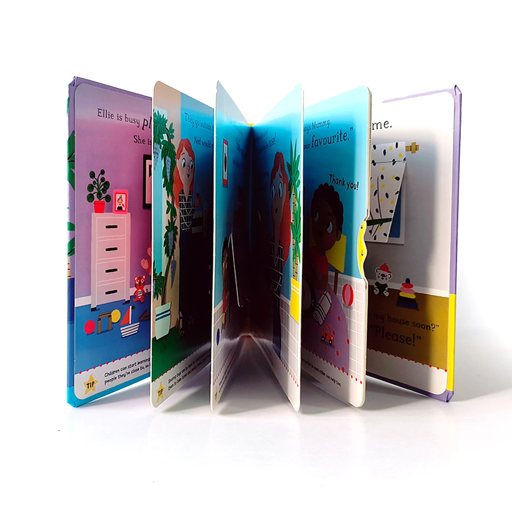 High Quality Custom Lift-The-Flap Book Push Pull Slide Montessori Book Hardcover Kids Board Book Printing