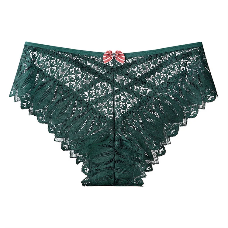 Sexy Mid Waist Lace Lace Bow Cross Strap Women's Triangle Pants aperçu 6