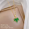 E219 green titanium steel chain copper micro-inlaid pendant