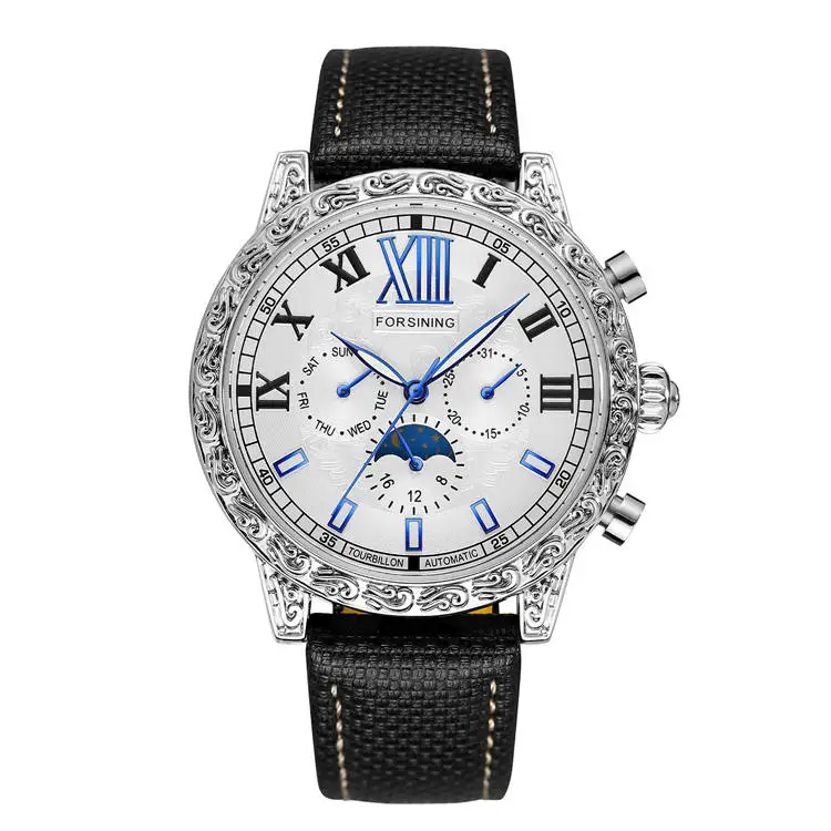 6923 Мужские механические часы из натуральной кожи