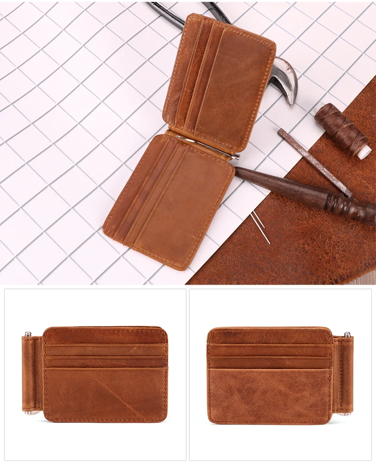 2023 Pure Men's Leather Wallet Rfid Blocking Thin Front Pocket