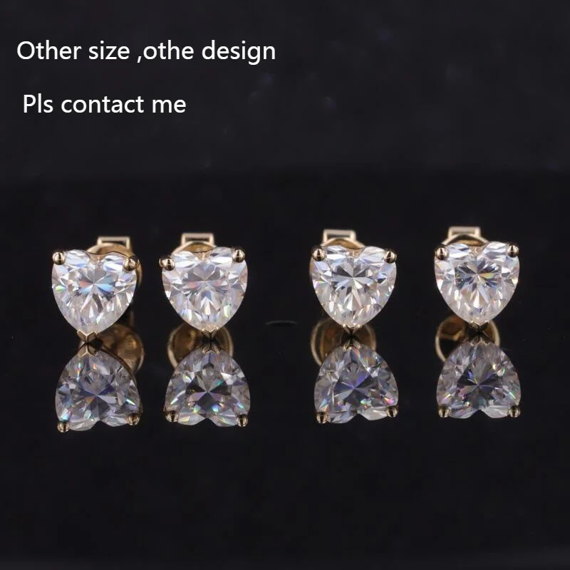 Small Heart Diamond Stud Earrings In 18k Gold For Infants Custom Oem