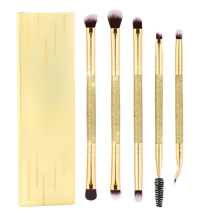 Factory OEM Luxury Double End Eye Makeup Brushes Concealer Eyebrow Eyelash Eye Liners Blending Makeup Brush Set