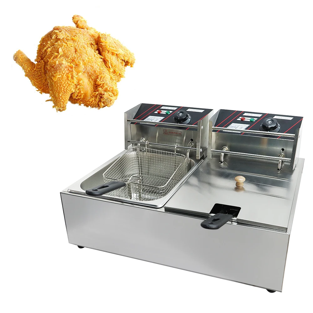 Double Tanks Stainless Steel Chicken Chips Fryer Deep Commercial Deep Fryer Machine Fryer manufacture