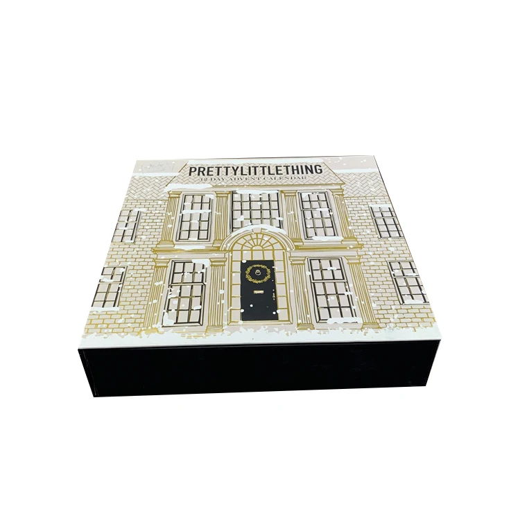 Custom Advent Calendar Empty Luxury Cardboard Paper Gift Boxes Beauty Cosmetic Packaging Box With Logo