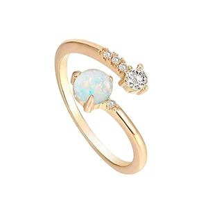 Customized Fashionable Open Size Zircon Ring Gold Plated  925 Silver Adjustable Ring Custom