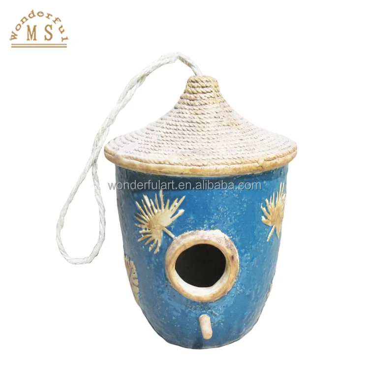 Best sales customized creative mushroom teapot environmental durable ceramic porcelain for bird cage houses dolomite nest feeder