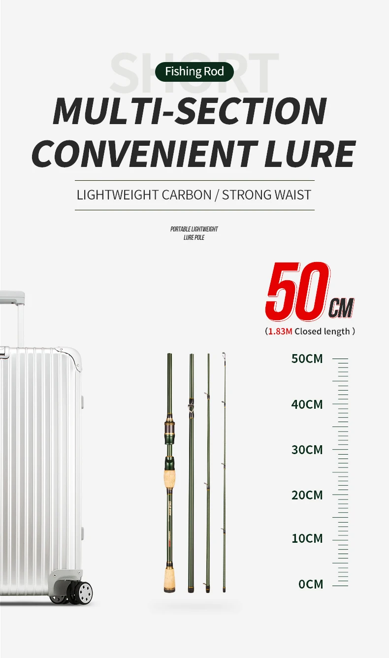 Newmajor 1.83m,2.1m,2.4m 4 Section Portable Travel Mini Best Casting