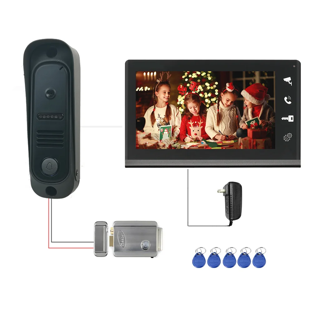 4 Wire Access Control Video Door Phone Intercom System RFID Unlock Apartment Video Intercom Doorbell
