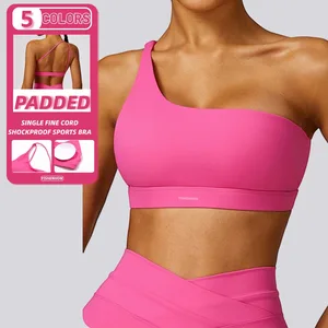 YISHENHON Women's Sports Underwear Set New Oblique Shoulder Thin Belt Yoga Vest Back Sports Bra for Running Fitness Comfortable