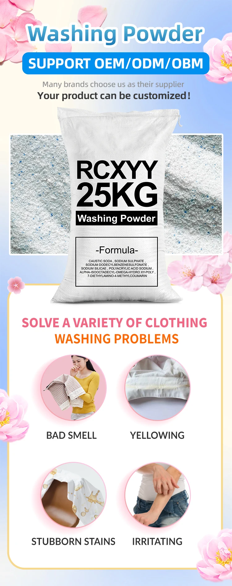 Household 1kg 3kg 25kg Bulk Retail Washing Powder Laundry Detergent