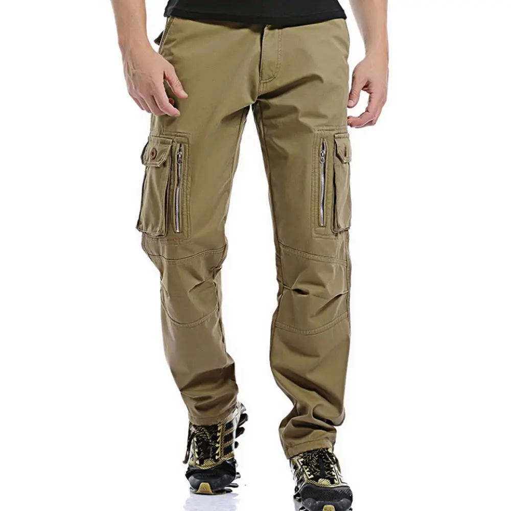 Men Work Cargo Long Pants with Pockets Loose Tactical Trousers Hot 
