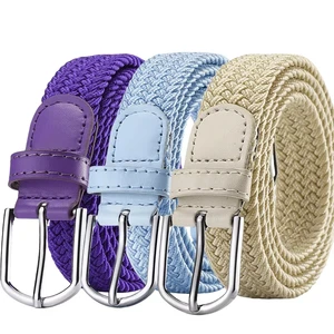 No-hole No-punch Men and Women Woven Elastic Belt Canvas Belt Women Korean Version of the Versatile Student Pants Belt tide