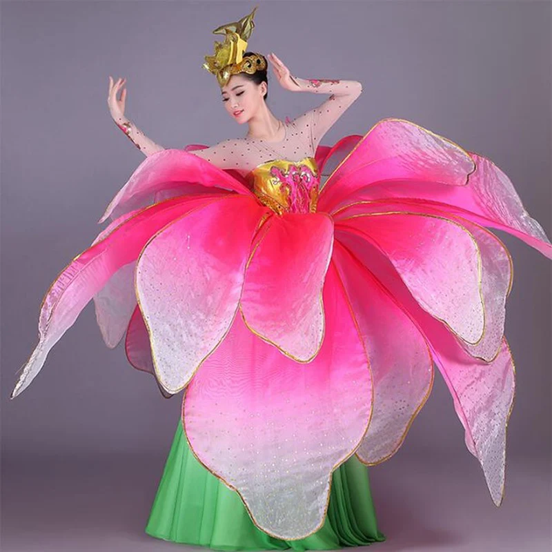 High Quality Flowers Opening Dance Big Dress Modern Dance Performance  Service Stage Show Dance Flower Costume - Buy Flower Dress,Dance Costume, Flower Dance Product on 